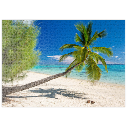 puzzleplate Palmenstrand auf der Insel Aitutaki, Cook Islands, Südsee 500 Puzzle