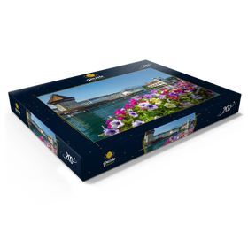 Darstellung des Puzzle Motivs Kapellbrücke über die Reuss mit Wasserturm, Luzern, Schweiz - Puzzleteile: 200