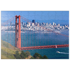 Darstellung des Puzzle Motivs Golden Gate Bridge vor San Francisco, Kalifornien, USA - Puzzleteile: 100