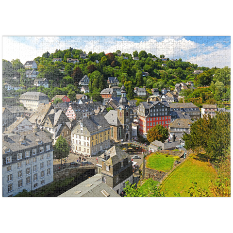 puzzleplate Altstadt mit Evangelischer Stadtkirche, Monschau 1000 Puzzle
