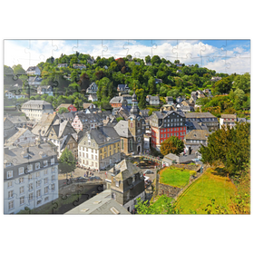 Darstellung des Puzzle Motivs Altstadt mit Evangelischer Stadtkirche, Monschau - Puzzleteile: 100