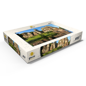 Alternative Darstellung des Puzzle-Motivs Externsteine im Morgenlicht bei Horn-Bad Meinberg – Puzzleteile: 1000
