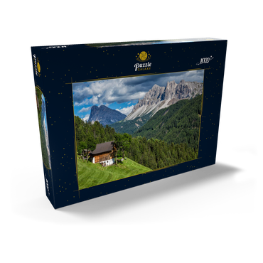 Bauernhaus bei Afers gegen Peitlerkofel (2675m), Aferer Geisler, Brixen, Dolomiten, Trentino-Südtirol 1000 Puzzle Schachtel Ansicht2