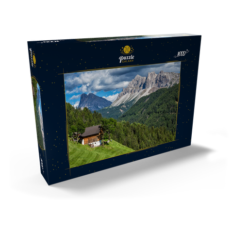 Bauernhaus bei Afers gegen Peitlerkofel (2675m), Aferer Geisler, Brixen, Dolomiten, Trentino-Südtirol 1000 Puzzle Schachtel Ansicht2