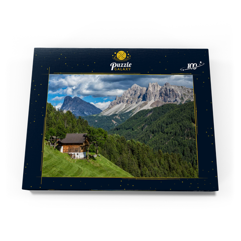 Bauernhaus bei Afers gegen Peitlerkofel (2675m), Aferer Geisler, Brixen, Dolomiten, Trentino-Südtirol 100 Puzzle Schachtel Ansicht3