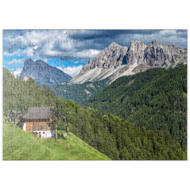 puzzleplate Bauernhaus bei Afers gegen Peitlerkofel (2675m), Aferer Geisler, Brixen, Dolomiten, Trentino-Südtirol 200 Puzzle