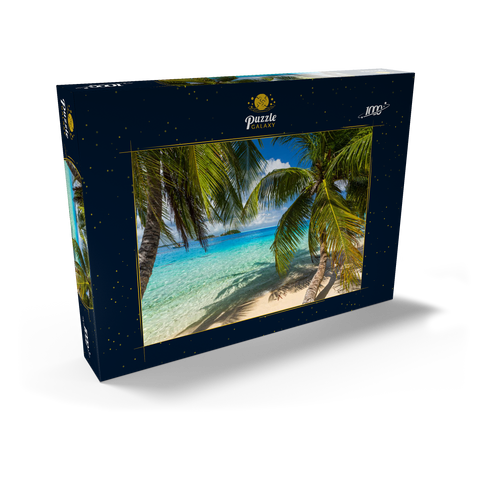 Palmenstrand am Matira Point, Insel Bora Bora, Französisch Polynesien, Südsee 1000 Puzzle Schachtel Ansicht2