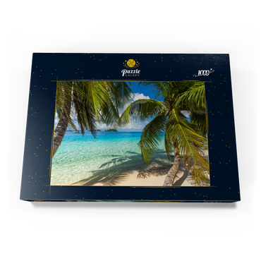 Palmenstrand am Matira Point, Insel Bora Bora, Französisch Polynesien, Südsee 1000 Puzzle Schachtel Ansicht3
