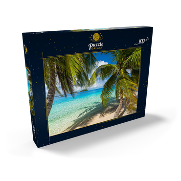 Palmenstrand am Matira Point, Insel Bora Bora, Französisch Polynesien, Südsee 100 Puzzle Schachtel Ansicht2