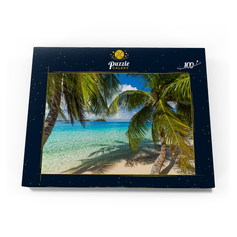 Palmenstrand am Matira Point, Insel Bora Bora, Französisch Polynesien, Südsee 100 Puzzle Schachtel Ansicht3