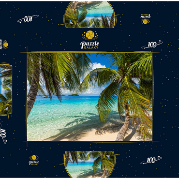 Palmenstrand am Matira Point, Insel Bora Bora, Französisch Polynesien, Südsee 100 Puzzle Schachtel 3D Modell