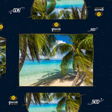 Palmenstrand am Matira Point, Insel Bora Bora, Französisch Polynesien, Südsee 500 Puzzle Schachtel 3D Modell