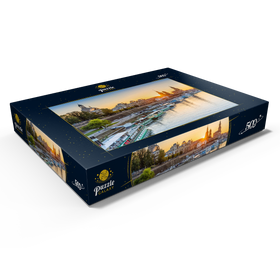 Darstellung des Puzzle Motivs Brühlsche Terrasse an der Elbe mit der Frauenkirche bei Sonnenuntergang - Puzzleteile: 500