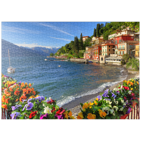 Darstellung des Puzzle Motivs Varenna am Comer See, Provinz Lecco, Lombardei, Italien - Puzzleteile: 1000