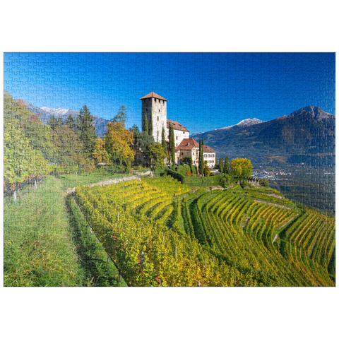 puzzleplate Schloss Lebenberg, Tscherms bei Lana, Provinz Bozen, Trentino-Südtirol, Italien 1000 Puzzle