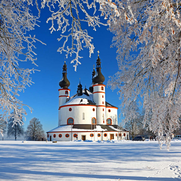 Dreifaltigkeitskirche Kappl - Wallfahrtskirche der Heiligsten Dreifaltigkeit im Winter bei Waldsassen 100 Puzzle 3D Modell