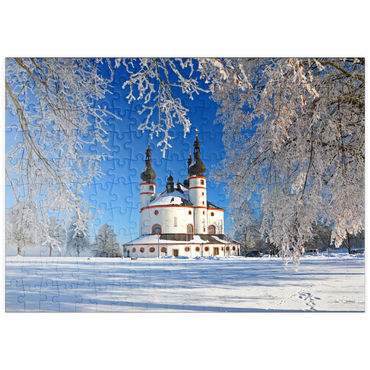 puzzleplate Dreifaltigkeitskirche Kappl - Wallfahrtskirche der Heiligsten Dreifaltigkeit im Winter bei Waldsassen 200 Puzzle