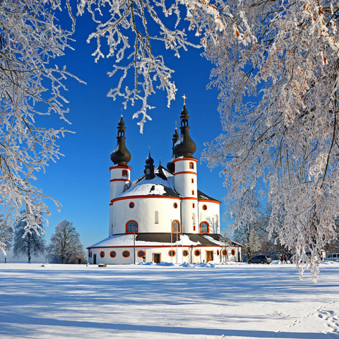 Dreifaltigkeitskirche Kappl - Wallfahrtskirche der Heiligsten Dreifaltigkeit im Winter bei Waldsassen 500 Puzzle 3D Modell