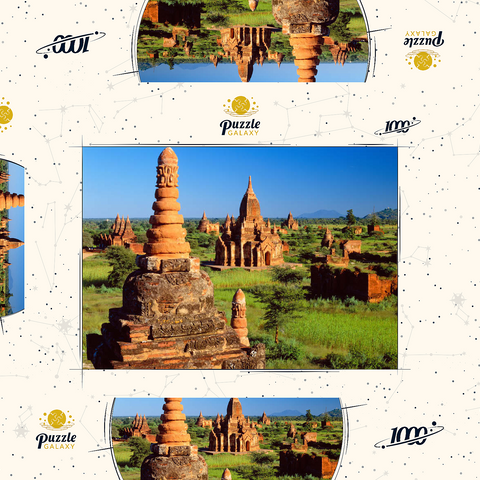 Pagoden im Südosten der Ebene von Bagan, Mandalay, Myanmar (Burma) 1000 Puzzle Schachtel 3D Modell