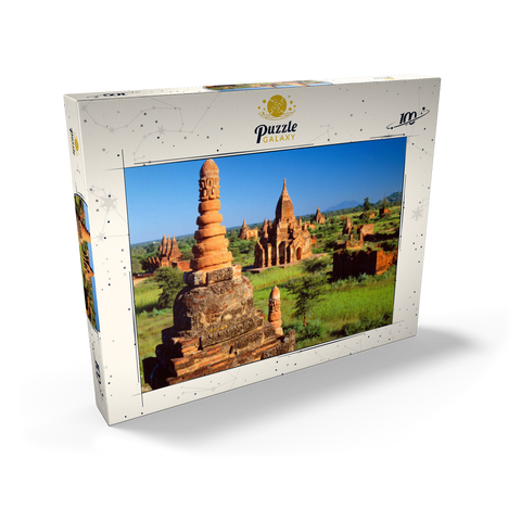 Pagoden im Südosten der Ebene von Bagan, Mandalay, Myanmar (Burma) 100 Puzzle Schachtel Ansicht2