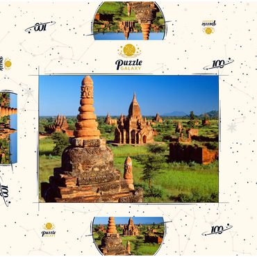 Pagoden im Südosten der Ebene von Bagan, Mandalay, Myanmar (Burma) 100 Puzzle Schachtel 3D Modell