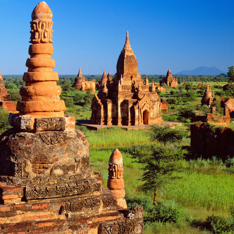 Pagoden im Südosten der Ebene von Bagan, Mandalay, Myanmar (Burma) 500 Puzzle 3D Modell