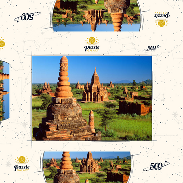Pagoden im Südosten der Ebene von Bagan, Mandalay, Myanmar (Burma) 500 Puzzle Schachtel 3D Modell