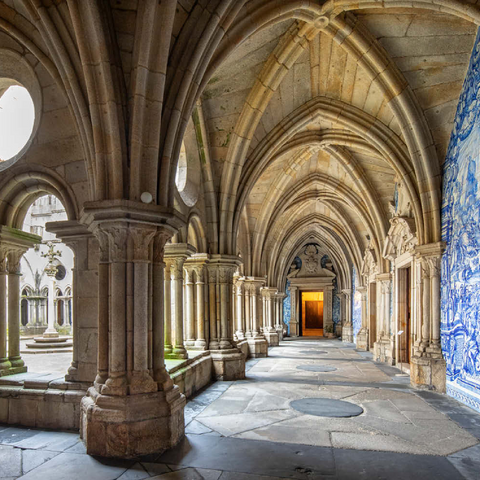 Azulejo Kachelbilder im Kreuzgang der Kathedrale Se in der Altstadt Ribeira von Porto 100 Puzzle 3D Modell