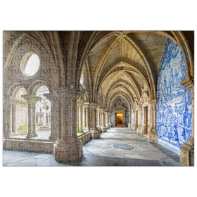 Darstellung des Puzzle-Motivs Azulejo Kachelbilder im Kreuzgang der Kathedrale Se, Porto – Puzzleteile: 200