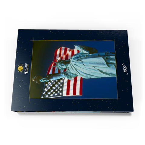 Freiheitsstatue mit Amerikanischen Flagge, Manhattan, New York City - USA 1000 Puzzle Schachtel Ansicht3