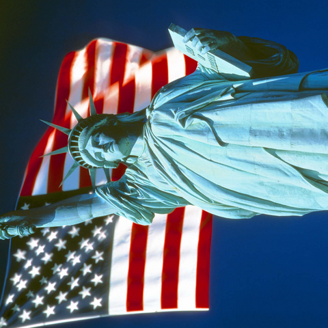 Freiheitsstatue mit Amerikanischen Flagge, Manhattan, New York City - USA 1000 Puzzle 3D Modell