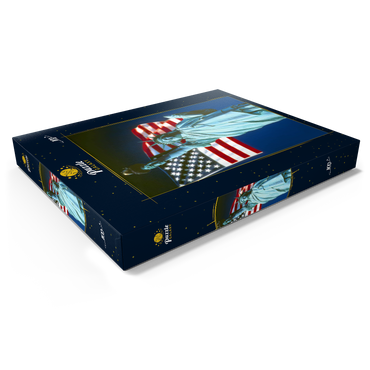 Freiheitsstatue mit Amerikanischen Flagge, Manhattan, New York City - USA 100 Puzzle Schachtel Ansicht1