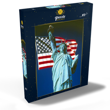 Freiheitsstatue mit Amerikanischen Flagge, Manhattan, New York City - USA 100 Puzzle Schachtel Ansicht2