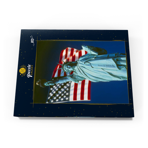 Freiheitsstatue mit Amerikanischen Flagge, Manhattan, New York City - USA 100 Puzzle Schachtel Ansicht3