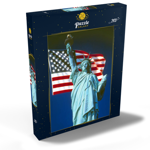 Freiheitsstatue mit Amerikanischen Flagge, Manhattan, New York City - USA 200 Puzzle Schachtel Ansicht2