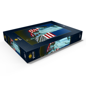Darstellung des Puzzle Motivs Freiheitsstatue mit Amerikanischen Flagge, New York City, USA - Puzzleteile: 500