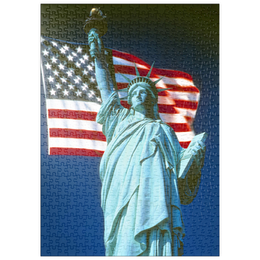puzzleplate Freiheitsstatue mit Amerikanischen Flagge, Manhattan, New York City - USA 500 Puzzle