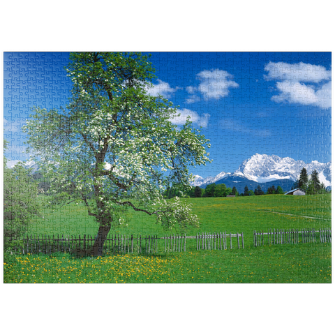 puzzleplate Landschaft bei Gerold gegen das Karwendelgebirge mit dem Wörner (2476m) 1000 Puzzle