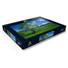 Darstellung des Puzzle Motivs Landschaft bei Gerold gegen das Karwendelgebirge mit dem Wörner - Puzzleteile: 100