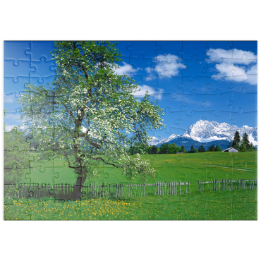 puzzleplate Landschaft bei Gerold gegen das Karwendelgebirge mit dem Wörner (2476m) 100 Puzzle