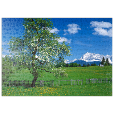 puzzleplate Landschaft bei Gerold gegen das Karwendelgebirge mit dem Wörner (2476m) 500 Puzzle