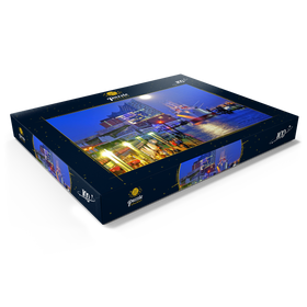 Darstellung des Puzzle Motivs St.-Pauli-Landungsbrücken mit Elbphilharmonie in der HafenCity, Hamburg - Puzzleteile: 100