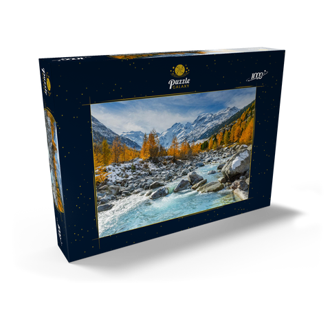 Fluss Ova im Val Mortertsch mit der Bernina Gruppe 1000 Puzzle Schachtel Ansicht2