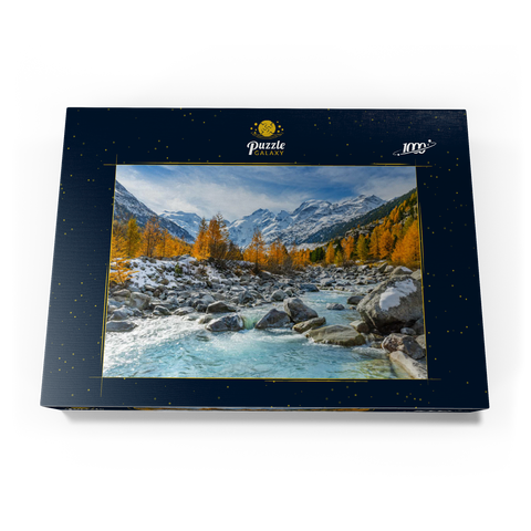 Fluss Ova im Val Mortertsch mit der Bernina Gruppe 1000 Puzzle Schachtel Ansicht3