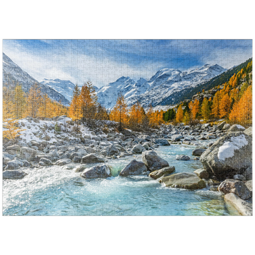 puzzleplate Fluss Ova im Val Mortertsch mit der Bernina Gruppe 1000 Puzzle