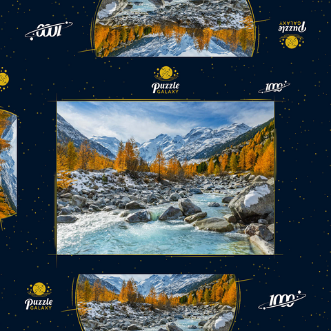 Fluss Ova im Val Mortertsch mit der Bernina Gruppe 1000 Puzzle Schachtel 3D Modell