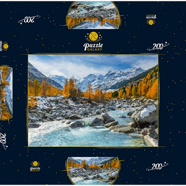 Fluss Ova im Val Mortertsch mit der Bernina Gruppe 200 Puzzle Schachtel 3D Modell