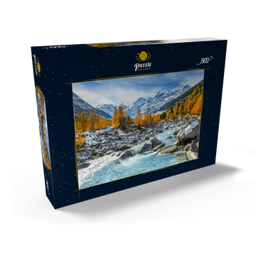 Fluss Ova im Val Mortertsch mit der Bernina Gruppe 500 Puzzle Schachtel Ansicht2