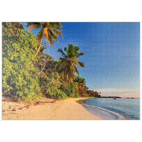 Darstellung des Puzzle Motivs Strand Anse Forbans, Ostküste, Insel Mahe, Seychellen - Puzzleteile: 500