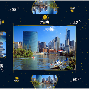 Skyline von Chicago, Illinois, USA 100 Puzzle Schachtel 3D Modell